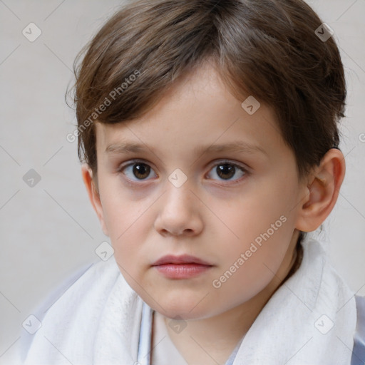 Neutral white child female with short  brown hair and brown eyes