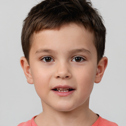 Neutral white child male with short  brown hair and brown eyes