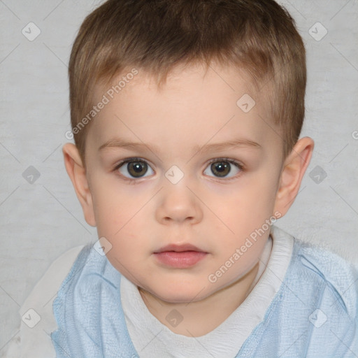 Neutral white child male with short  brown hair and brown eyes