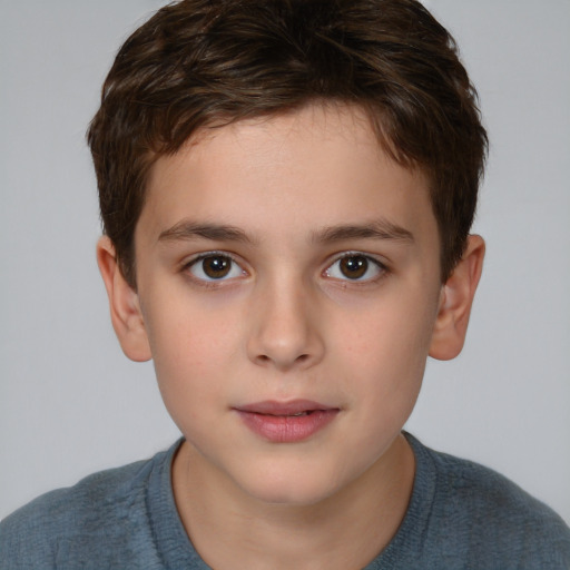 Neutral white child male with short  brown hair and brown eyes