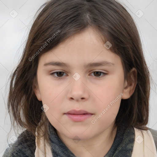 Neutral white child female with medium  brown hair and brown eyes