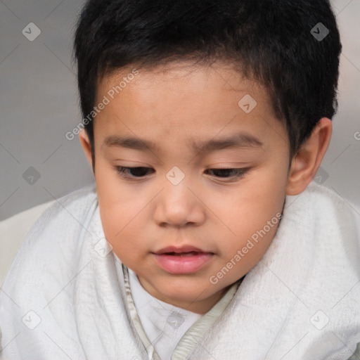 Neutral white child male with short  brown hair and brown eyes