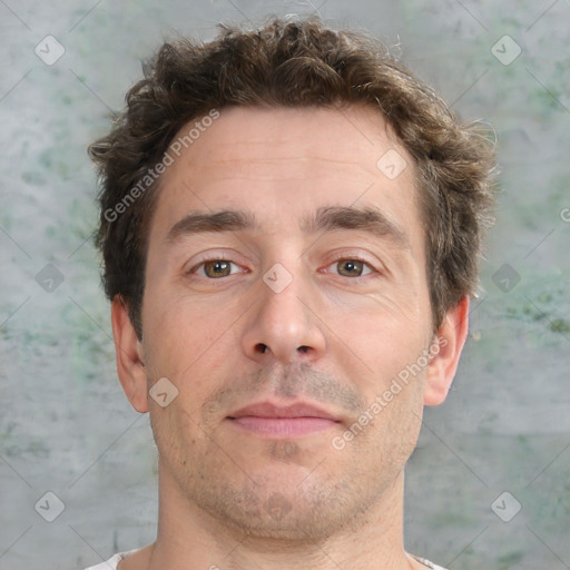 Neutral white adult male with short  brown hair and brown eyes