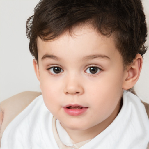 Neutral white child male with short  brown hair and brown eyes