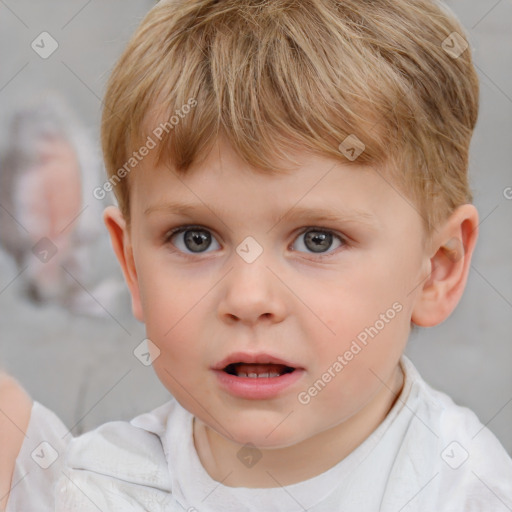 Neutral white child male with short  brown hair and brown eyes