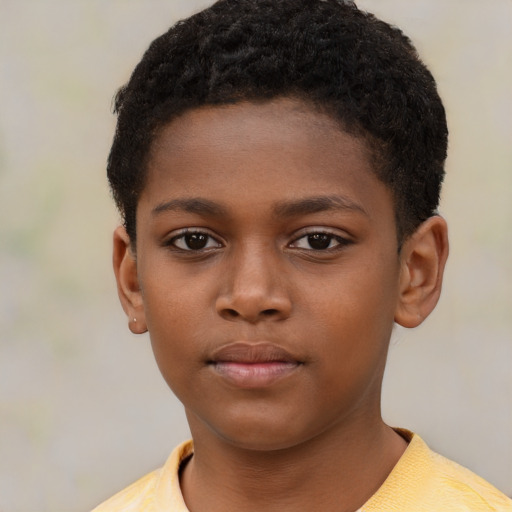 Neutral black child female with short  brown hair and brown eyes