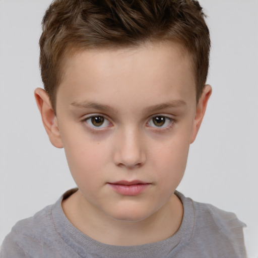 Neutral white child male with short  brown hair and brown eyes