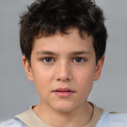 Neutral white child male with short  brown hair and brown eyes