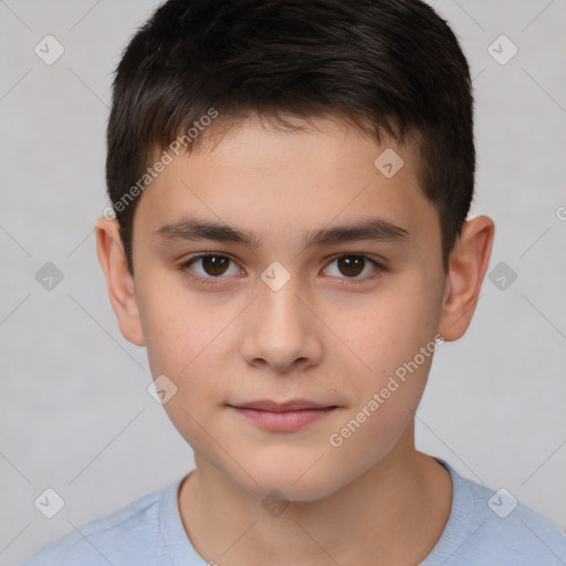 Neutral white child male with short  brown hair and brown eyes