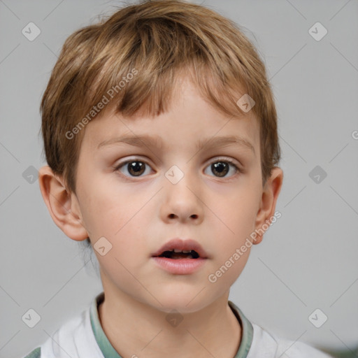 Neutral white child male with short  brown hair and brown eyes