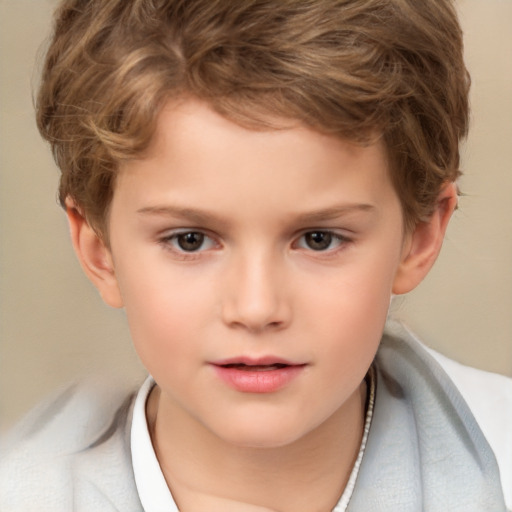 Neutral white child male with short  brown hair and brown eyes