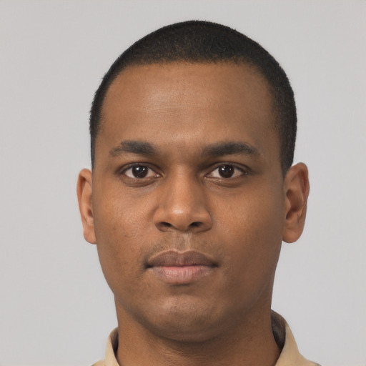 Neutral latino young-adult male with short  brown hair and brown eyes