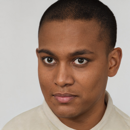 Neutral latino young-adult male with short  brown hair and brown eyes