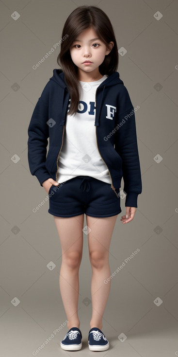 South korean child girl with  brown hair