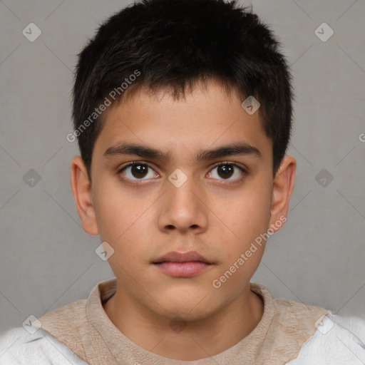 Neutral white child male with short  brown hair and brown eyes