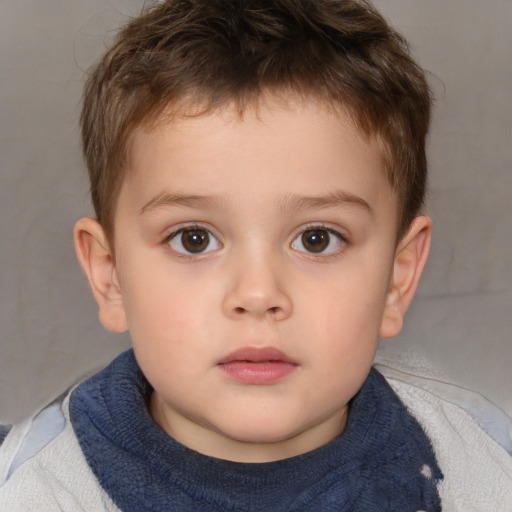 Neutral white child male with short  brown hair and brown eyes