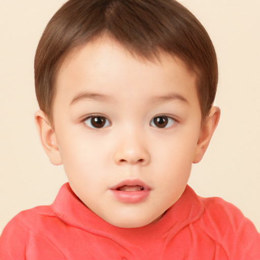 Neutral white child male with short  brown hair and brown eyes