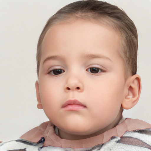 Neutral white child female with short  brown hair and brown eyes