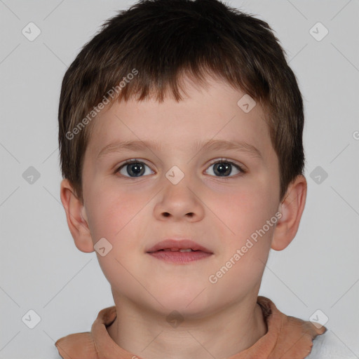 Neutral white child male with short  brown hair and brown eyes