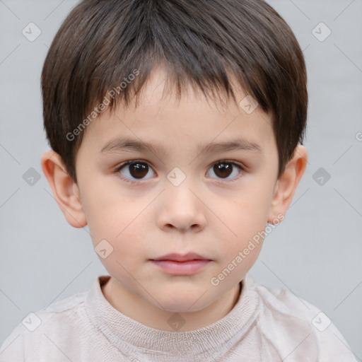 Neutral white child male with short  brown hair and brown eyes