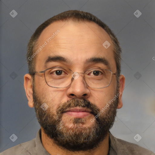 Neutral white adult male with short  brown hair and brown eyes