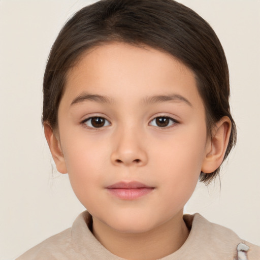 Neutral white child female with medium  brown hair and brown eyes