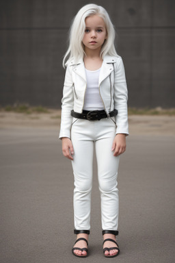 Caucasian child girl with  white hair