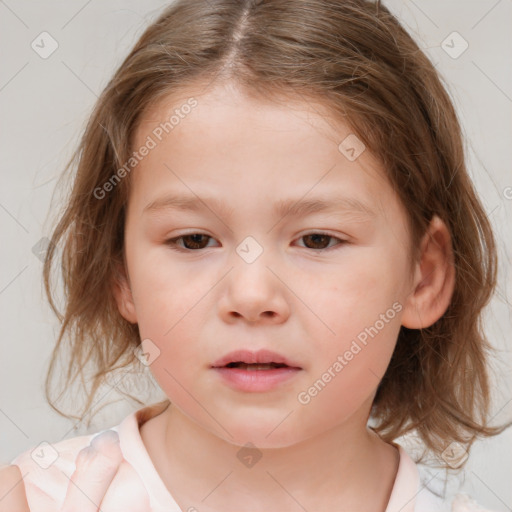 Neutral white child female with medium  brown hair and brown eyes