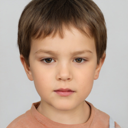 Neutral white child male with short  brown hair and brown eyes