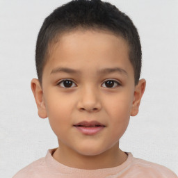 Neutral white child male with short  brown hair and brown eyes