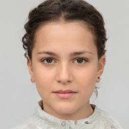 Neutral white young-adult female with short  brown hair and brown eyes