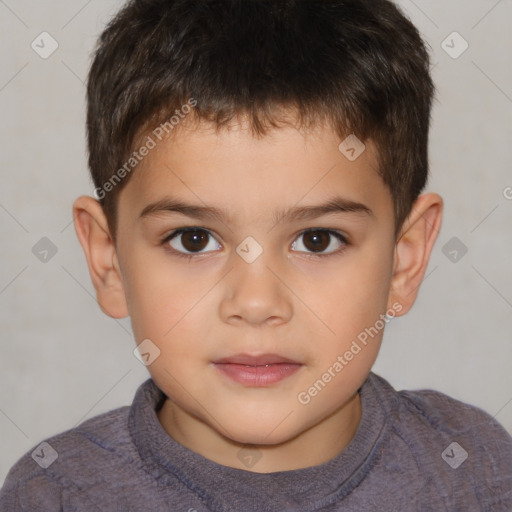 Neutral white child male with short  brown hair and brown eyes