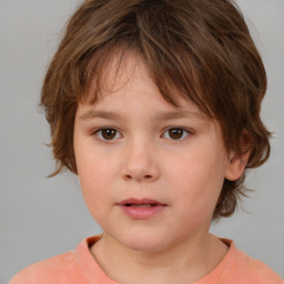 Neutral white child female with medium  brown hair and brown eyes