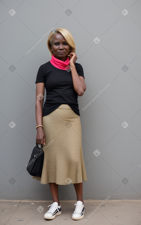 Ugandan middle-aged female with  blonde hair