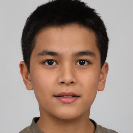 Neutral asian young-adult male with short  brown hair and brown eyes