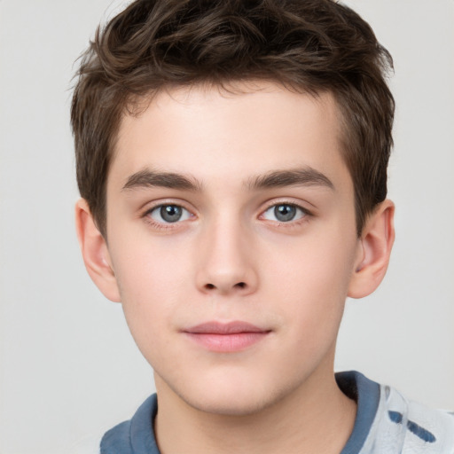 Neutral white child male with short  brown hair and brown eyes