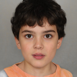 Neutral white child male with short  brown hair and brown eyes