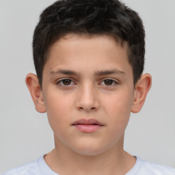 Neutral white child male with short  brown hair and brown eyes