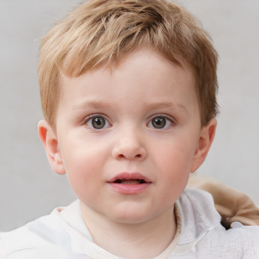 Neutral white child male with short  brown hair and blue eyes