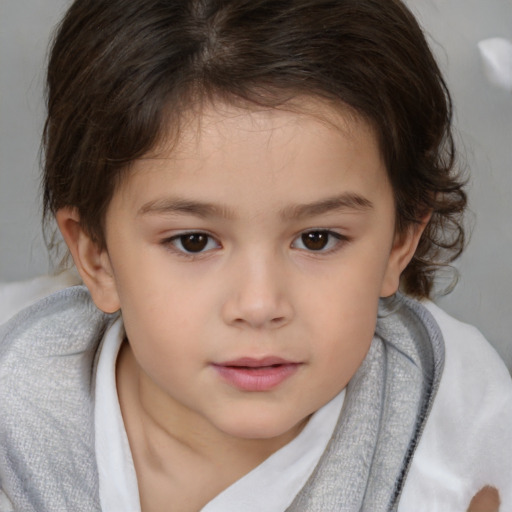 Neutral white child female with medium  brown hair and brown eyes