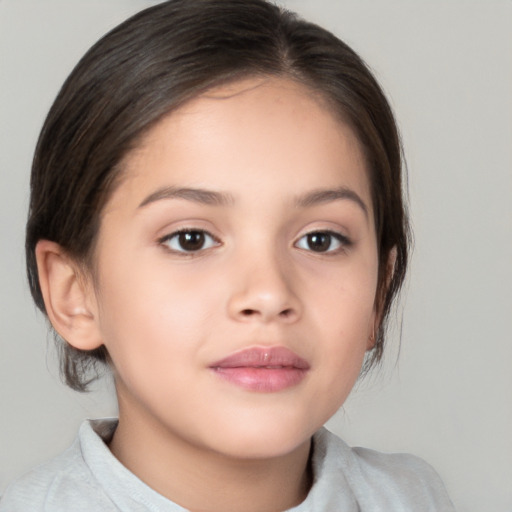 Neutral white child female with medium  brown hair and brown eyes