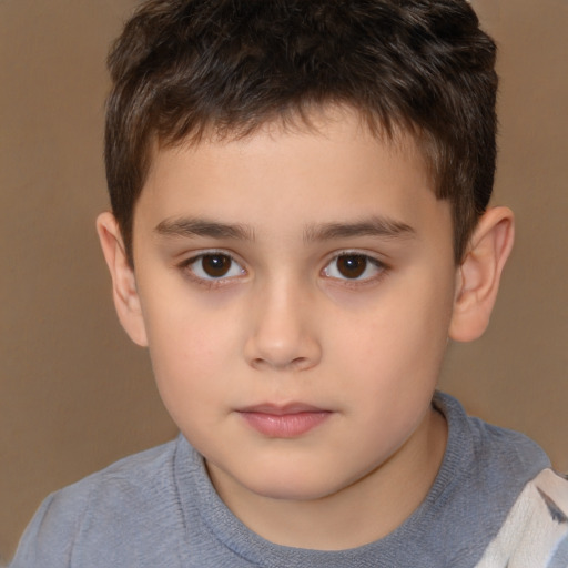 Neutral white child male with short  brown hair and brown eyes