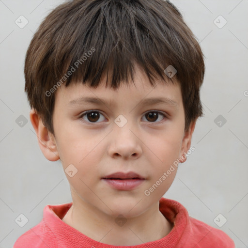 Neutral white child male with short  brown hair and brown eyes