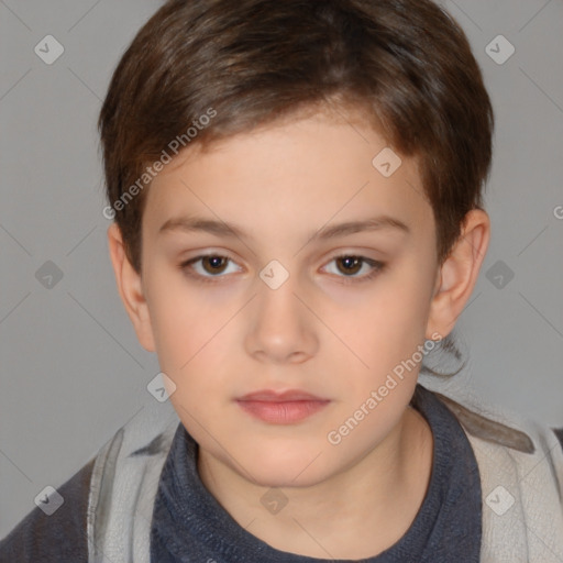 Neutral white child female with short  brown hair and brown eyes