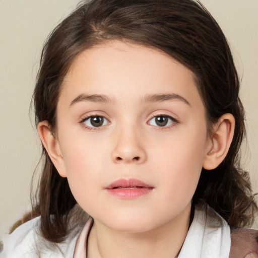 Neutral white child female with medium  brown hair and brown eyes