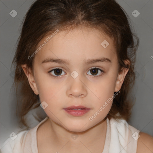 Neutral white child female with medium  brown hair and brown eyes