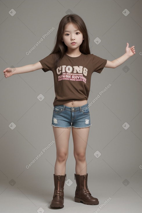 South korean child girl with  brown hair