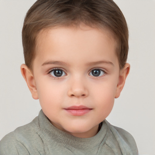 Neutral white child female with short  brown hair and brown eyes