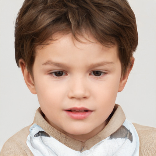 Neutral white child female with short  brown hair and brown eyes