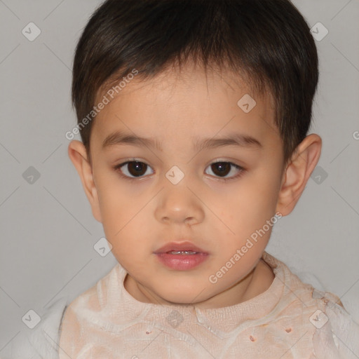 Neutral white child male with short  brown hair and brown eyes